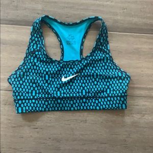 Blue and black Nike sports bra